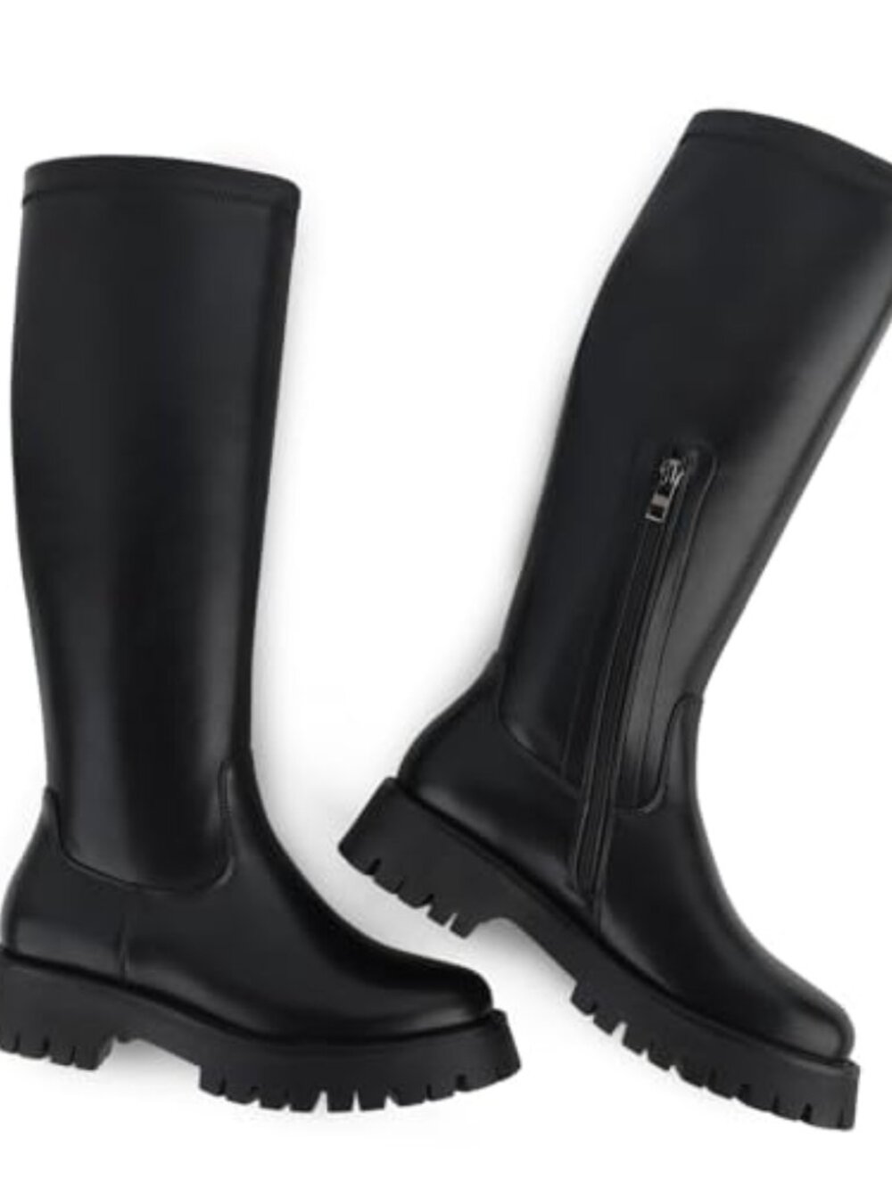 Knee High Chunky Platform Boots with Side Zipper Faux Leather - Picture 5 of 7